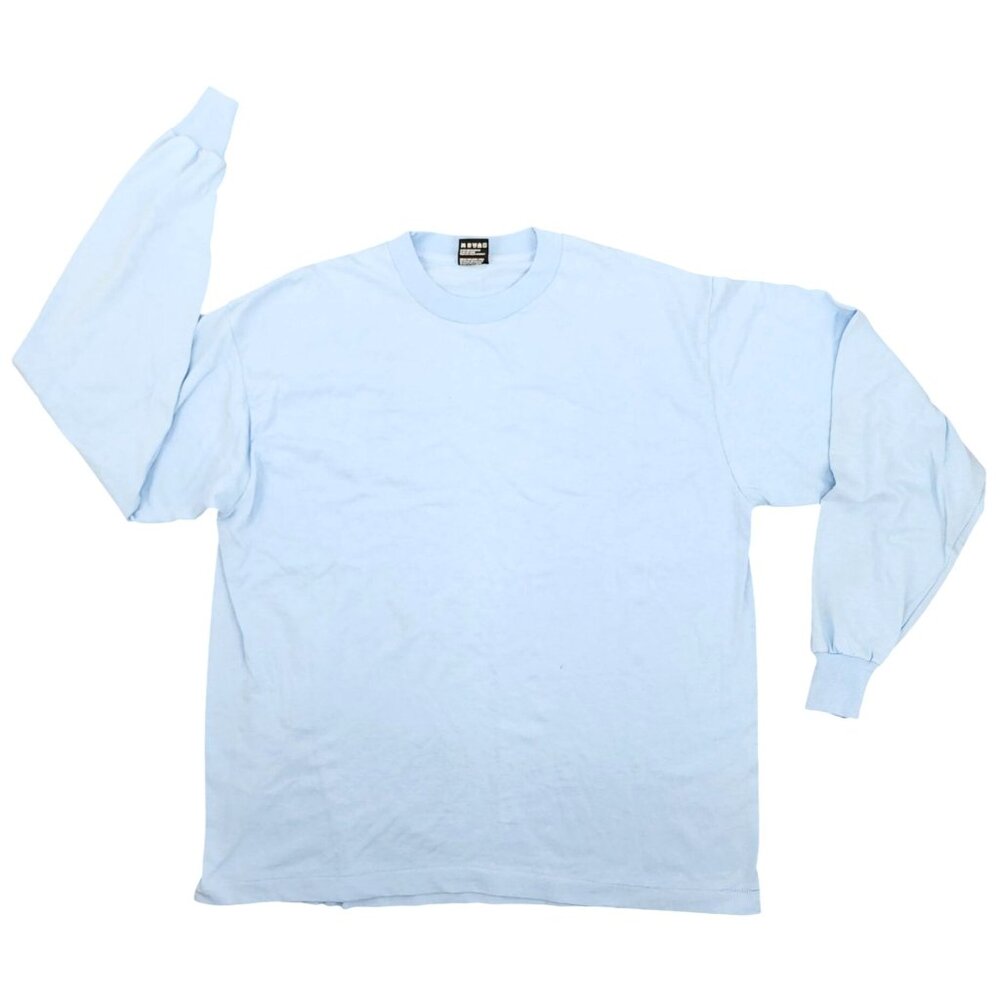 Vintage Fruit of the Loom Best Single Stitch Light Blue Long Sleeve T-Shirt XL